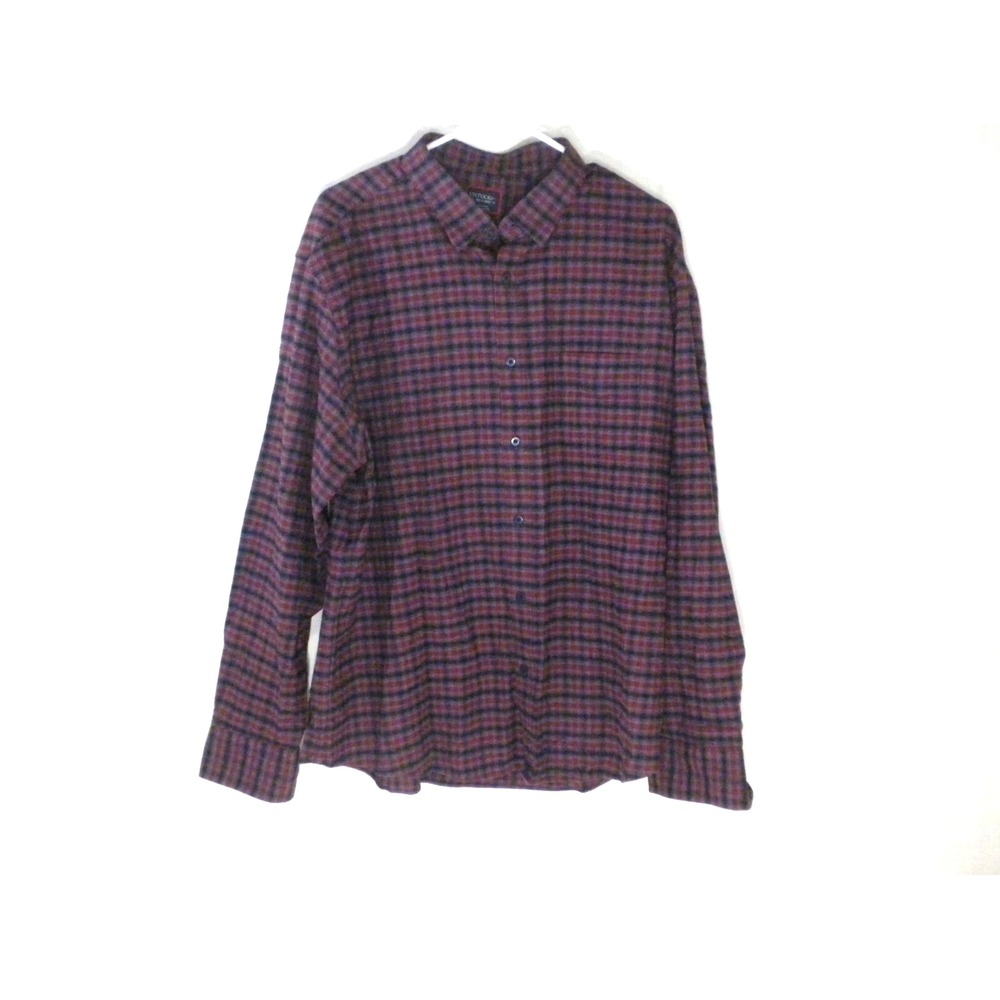 Untuckit Shirt‎ Mens XXL Burgundy Black Calder Plaid Flannel Button Down